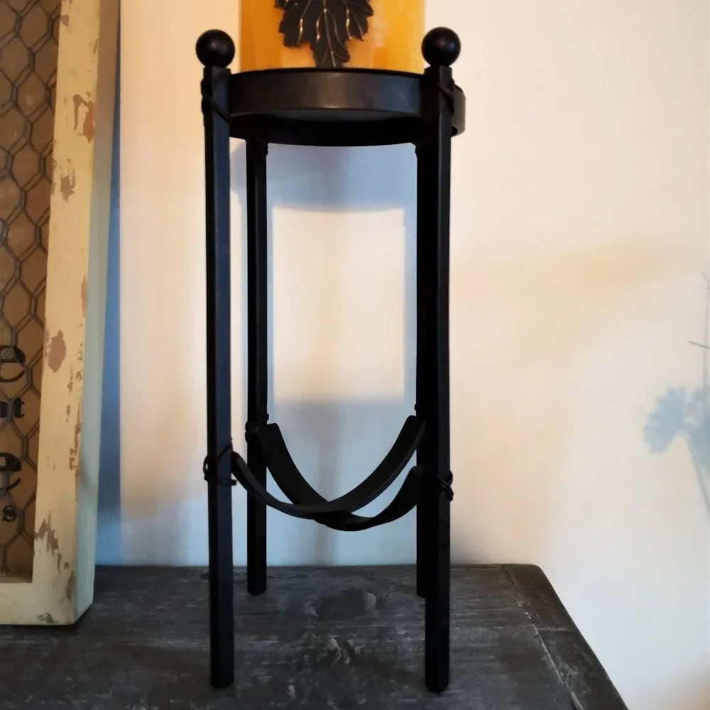 Pier 1‎ Antique Bronze Candle Holder And Autumn Leaves Pilar Candle